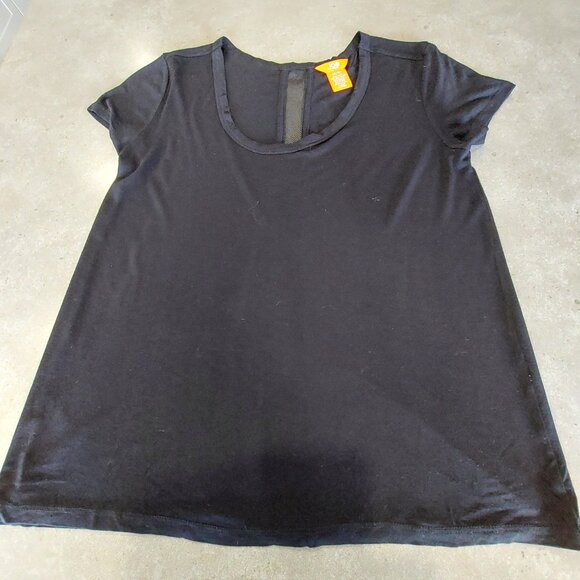 JOE FRESH Women's Black Cap Sleeves Knit Tee-Shirt w/Mesh Panel in Back - XS/TP - Picture 6 of 10